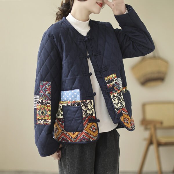 Patch Cardigan Cotton-padded Jacket