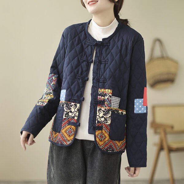 Patch Cardigan Cotton-padded Jacket