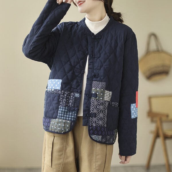 Patch Cardigan Cotton-padded Jacket